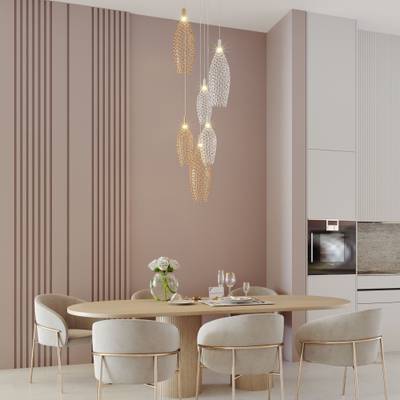 Подвесной светодиодный светильник с металлическими плафонами 90352/6 золото/хром