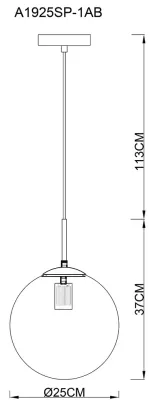 Подвесной светильник Arte Lamp VOLARE A1925SP-1AB, 1хE27
