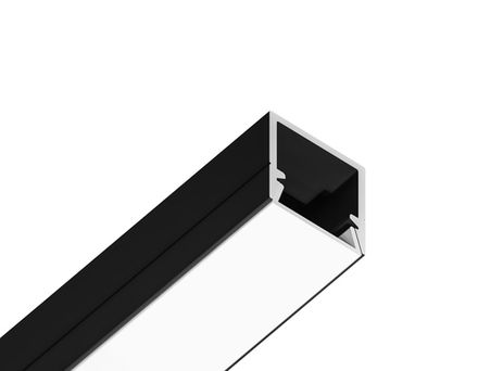 Алюминиевый профиль накладной GP1650BK черный 2000*10*10, 4 заглушки, 4 крепления в комплекте