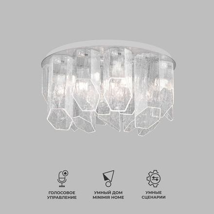 Умный потолочный светильник с плафонами из фактурного стекла 381/10