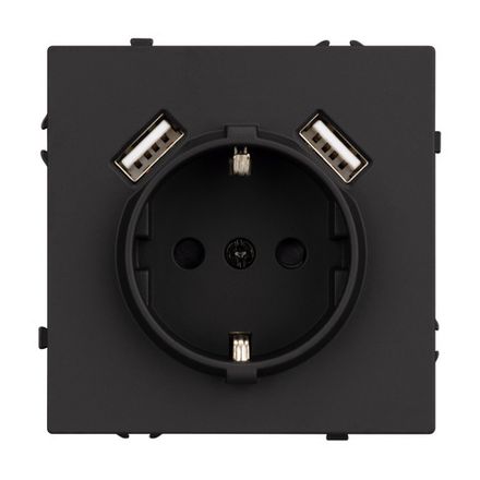 Механизм розетки с USB зарядкой SCT-NOBE-MUAA-SFPL-BK (230V, 16A) (Arlight, -)