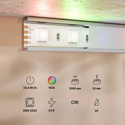Светодиодная лента Base 24В 5050 14,4Вт/м RGB 5м IP 20 201197. TM Maytoni