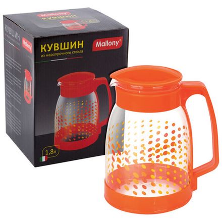 Кувшин BROCCA-1800, объем: 1,8 л, из жаропрочного стекла, с пластиковой ручкой, желтый