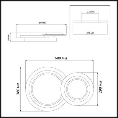 7733/80L MITRA LED SN Светильник металл/акрил/белый/под дерево/прозрачный/черный LED 80Вт 3000-6000К 600x380 IP20 пульт ДУ SUNNY