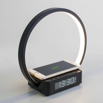 Светодиодная настольная лампа с беспроводной зарядкой и будильником 80505/1 черный