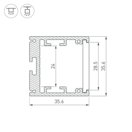 Профиль SL-ARC-3535-D1500-N90 WHITE (1180мм, дуга 1 из 4) (Arlight, Алюминий)