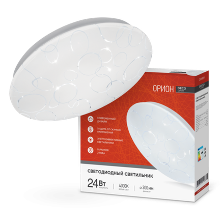 Светильник светодиодный DECO ОРИОН 24Вт 4000К 2160лм 230В 330х55мм IN HOME 4690612021973
