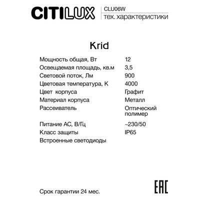 Citilux Krid CLU06W LED Уличный настенный светильник Графит