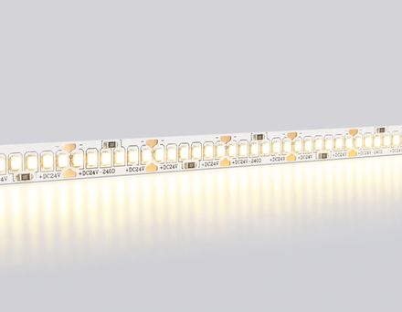 Светодиодная лента GS3401 2835 240Led/ 20W m/ 24V IP20 3000K/ 5000*10*1.2mm/ кратность резки 25mm (2 конт.)