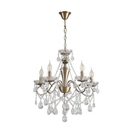 8346/5 CLASSI бронза/прозрачный, металл/хрусталь Люстра потолочная E14 5*40W 220V LUINA