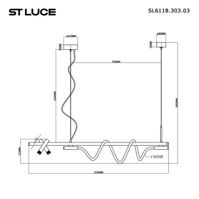 SL6118.303.03 Светильник подвесной ST-Luce Латунь/Латунь LED 2+1*3+11W 4000K
