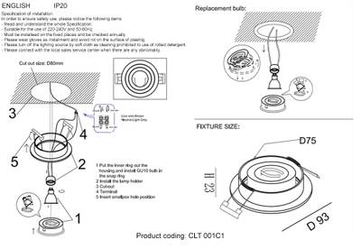 Светильник встраиваемый Crystal Lux CLT 001C1 WH 1400/143