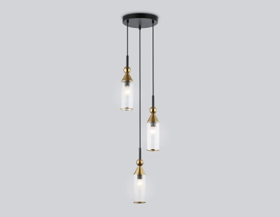 Светильник подвесной LH55252/3 BK/BS/CL черный/латунь/прозрачный E14*3 max 40W D230*1200