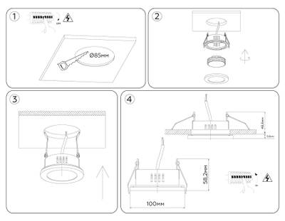Светильник встраиваемый TN6634 GD золото IP44 GX53 D100*60