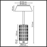 5454/8TLA L-VISION ODL_EX26 010 светлая бронза/бежевый/жемчужный/металл/керамика Настольная лампа беспроводная LED*8W 3000K LULU