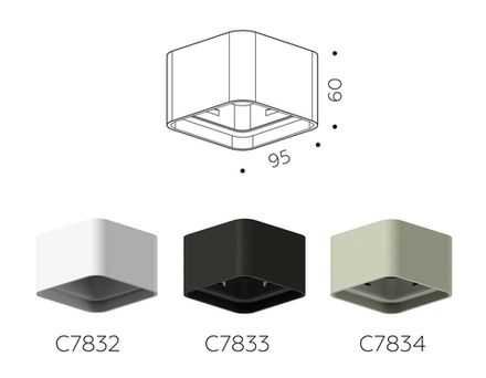 Корпус светильника накладной для насадок 70*70mm C7832 SWH белый песок 95*95*H60mm MR16 GU5.3