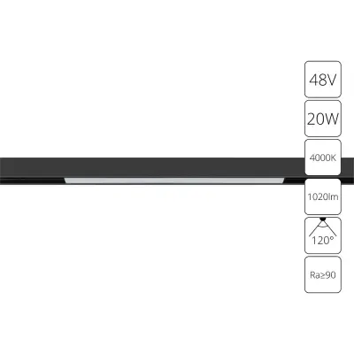 Магнитный трековый светильник Arte Lamp LINEA A4663PL-1BK, 1хLED