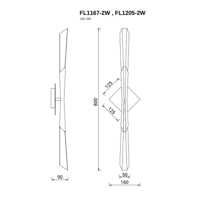 Бра Unico Silver FL1205-2W, LED