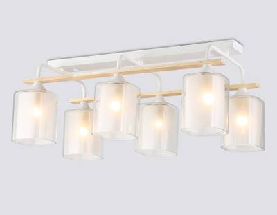 Светильник потолочный TR3033247/6 WH/WD белый/дерево E27/6 max 60W 580*340*245