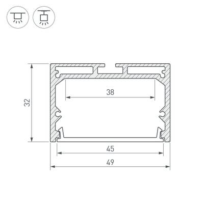 Профиль с экраном SL-LINE-4932-2500 WHITE+OPAL (Arlight, Алюминий)
