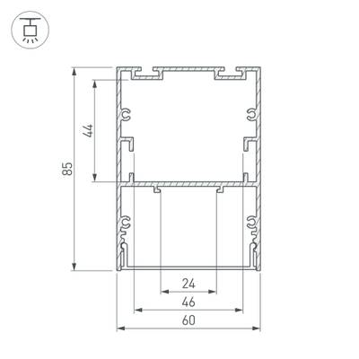 Профиль ARH-LINE-6085-2000 ANOD (Arlight, Алюминий)