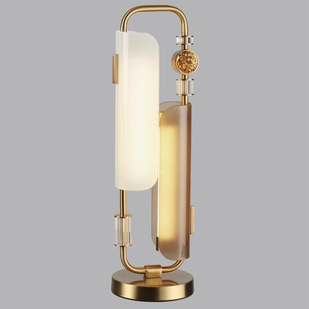 5467/10TL MODERN ODL_EX26 049 белый/коричневый/античная бронза/металл/стекло/декор металл Настольная лампа LED x 10W (5W*2) 3000K LION
