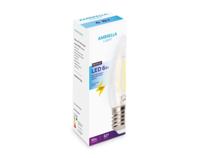 Филаментная светодиодная лампа Filament LED C37-F 6W E27 4200K (60W)