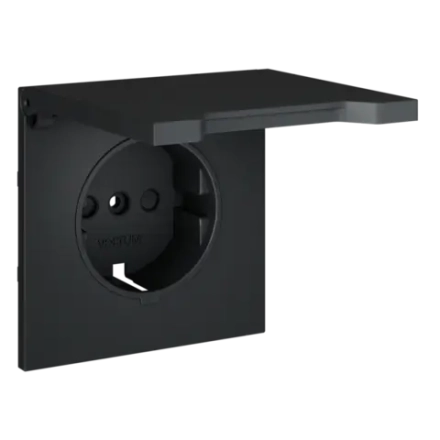 VLS000807 Накладка для розетки с заземлением, защитными шторками и крышкой, S70 (графит). (ТМ Maytoni)