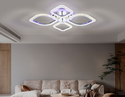 Потолочный светодиодный светильник с пультом FA5148 CH хром 77W 680*630*90 (ПДУ РАДИО 2.4)
