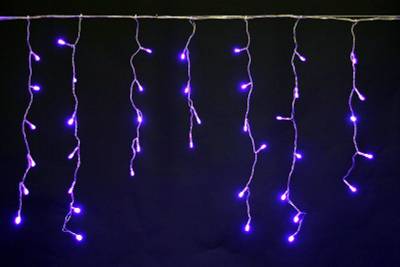 A-056 BL гирлянда светодиодная 5х0,6м 180LED в виде "бахрома" с контроллером , провод прозрачный