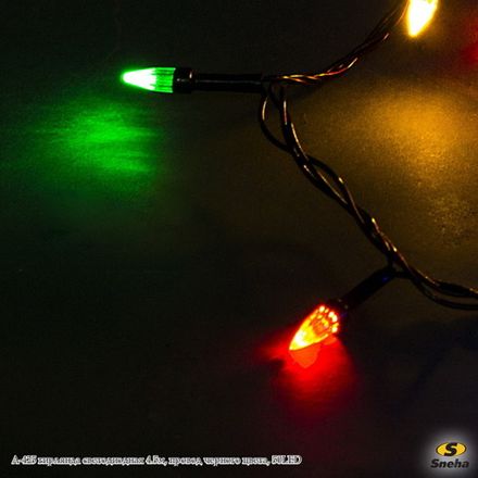A-425 гирлянда светодиодная 4.5м, провод черного цвета, 50LED