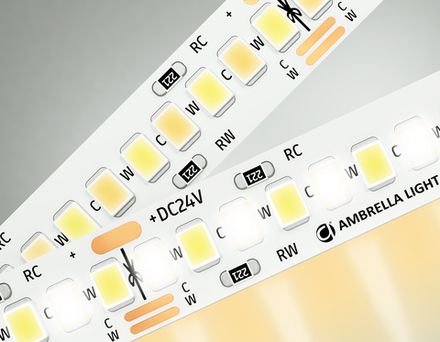 Светодиодная лента с регулировкой температуры света GS4151 2835 240Led/ 18W m/ 24V IP20 CCT 3000-6500K/ 5000*10*1.2mm/ кратность резки 50mm (3 конт.)