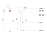 08456W,19 Бра Эванте черный w10*3,5 h39 Led 7W (4000K)