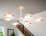 Светильник светодиодный подвесной FL51615/6 WH/LW белый/светлое дерево 3000K/4200K/6400K 42W D825*285 (Без ПДУ)