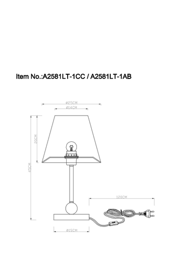 Кабинетная настольная лампа Arte Lamp ELBA A2581LT-1AB, 1хE27