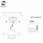 ST115.442.07 Светильник потолочный Черный LED 1*7W 4000K 490Lm Ra&gt;90 120° IP20 D79xH100 170-240V
