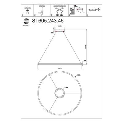 ST605.243.46 Светильник подвесной ST-Luce Золотистый/Белый LED 1*46W 4000K