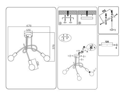 Потолочный светильник в стиле лофт TR80414/3 WH/CH белый/хром E27/3 max 60W D670*370