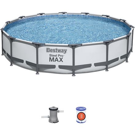 Бассейн каркасный круглый 427*84 см, 10220 л, Steel Pro Max 56595 (с ф-насосом) Bestway