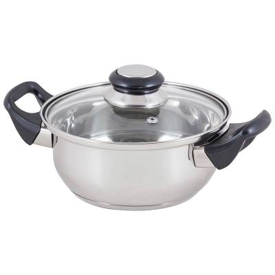 Кастрюля из нерж стали с крышкой (стекло) BAK-01, 1,4 л, ручки - бакелит, , без ТМ
