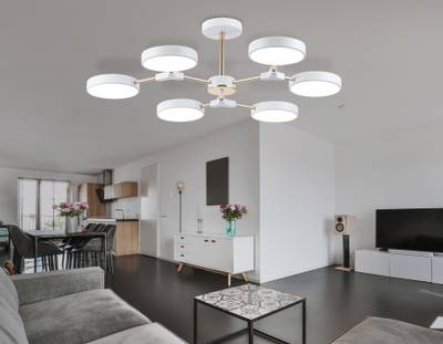 Светильник светодиодный подвесной FL516333/6 WH/FGD белый/золото 108W 3000-6000K D780*210 (без ПДУ)