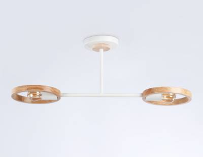 Подвесной светильник со сменной лампой TR8243/2 WH/LWD белый/светлое дерево E27/2 max 40W 590*165*220