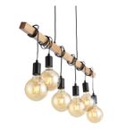 SL1142.403.06 Светильник подвесной Черный, Светлое дерево E27 6*60W