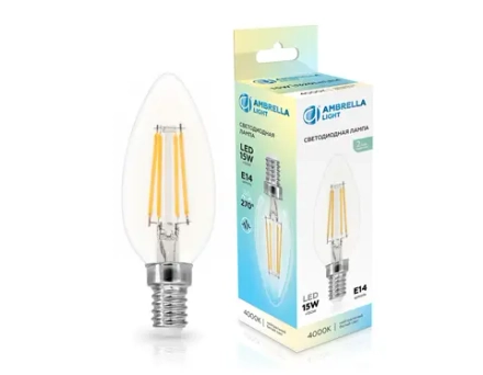Лампа светодиодная Filament 351514 LED C35 15W E14 4000K 220-240V