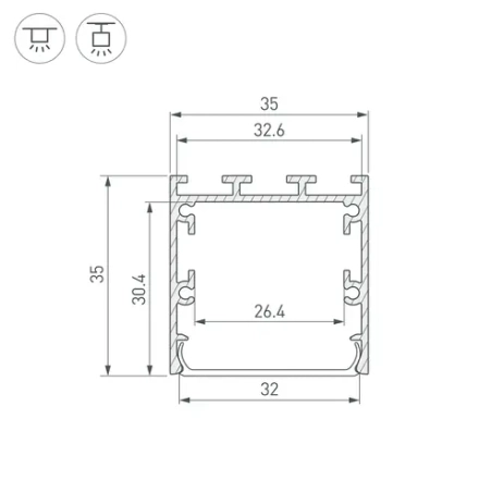 Профиль LINE-M-3535-2500 BLACK (Arlight, Алюминий)