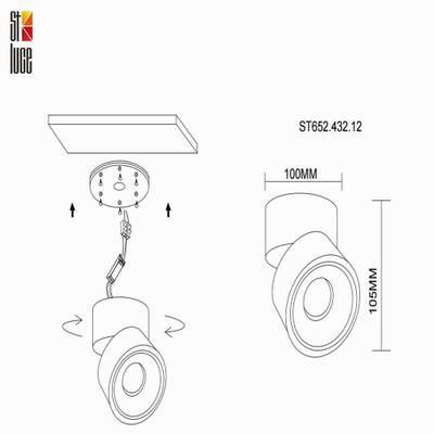 ST652.432.12 Светильник потолочный Черный LED 1*12W 3000K 1 000Lm Ra&gt;90 36° IP20 D100xH105 170-240VV