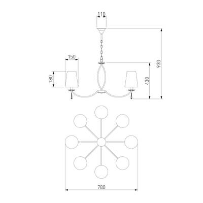 Подвесная люстра с абажурами 60079/8 хром, E14х8
