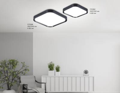 Потолочный светодиодный светильникFZ1262 BK черный 18W 5000K 250*250*60 (Без ПДУ)
