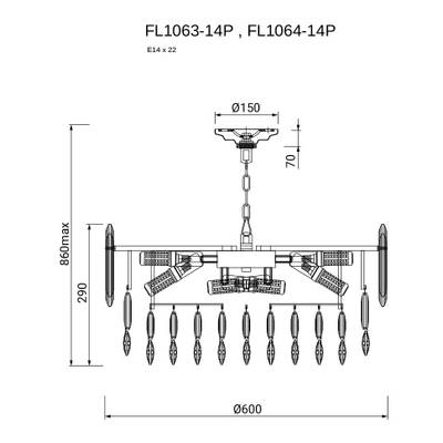 Люстра подвесная Сonstancia Gold FL1063-14P, E14х14