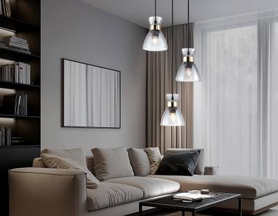 Светильник подвесной TR3408/3 BK/FGD/SM черный/золото/дымчатый E27/3 max 60W D345*1000